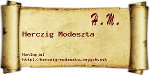Herczig Modeszta névjegykártya